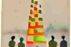 paint-a-tower-in-the-style-of-dada-with-three-men-on-it-a-crowd-of-people-below